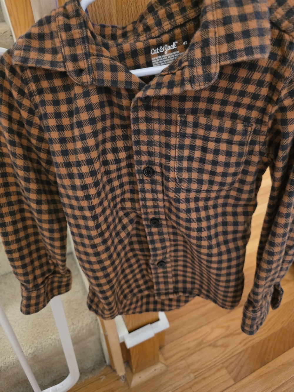 Cat & Jack Black and Brown Plaid Button-Front Jacket